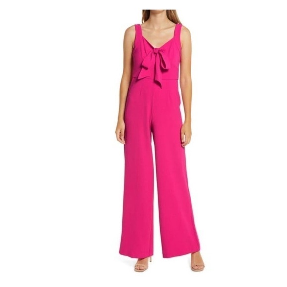 NWT Julia Jordan Wide Leg Pink Jumpsuit size 10 - Picture 1 of 9